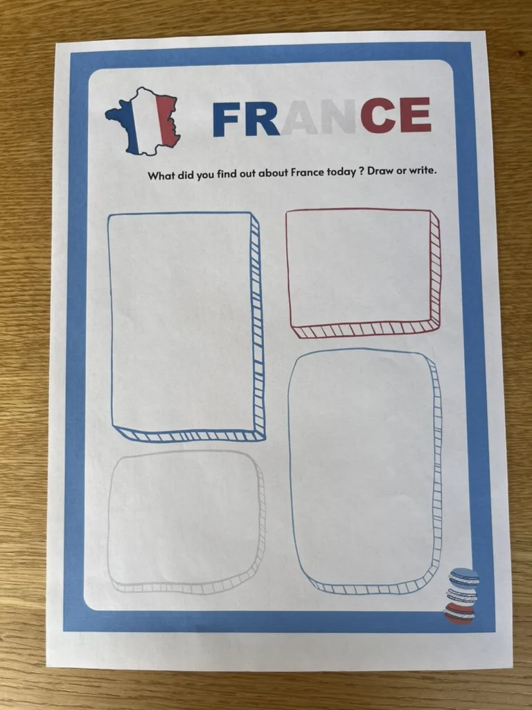 FRANCE discovery sheet activity