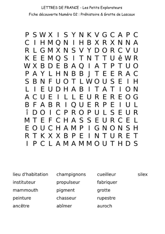 Lascaux cave word search printable